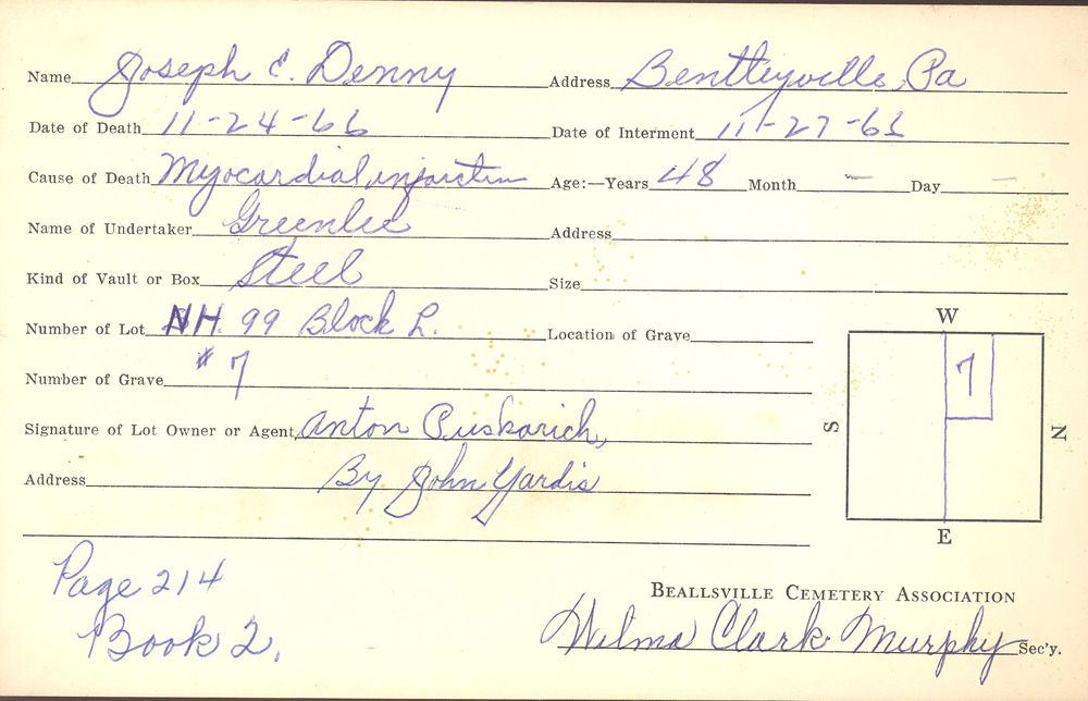 burial card